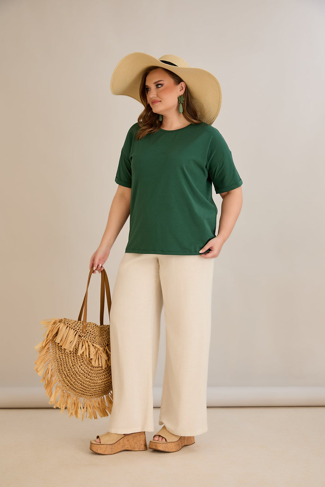 Pametna pamučna majica Klasična - Zelena