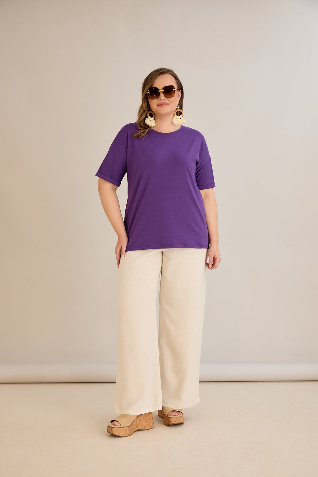 Pametna klasična pamučna majica - Ljubičasta