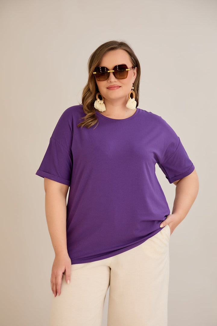 Pametna klasična pamučna majica - Ljubičasta