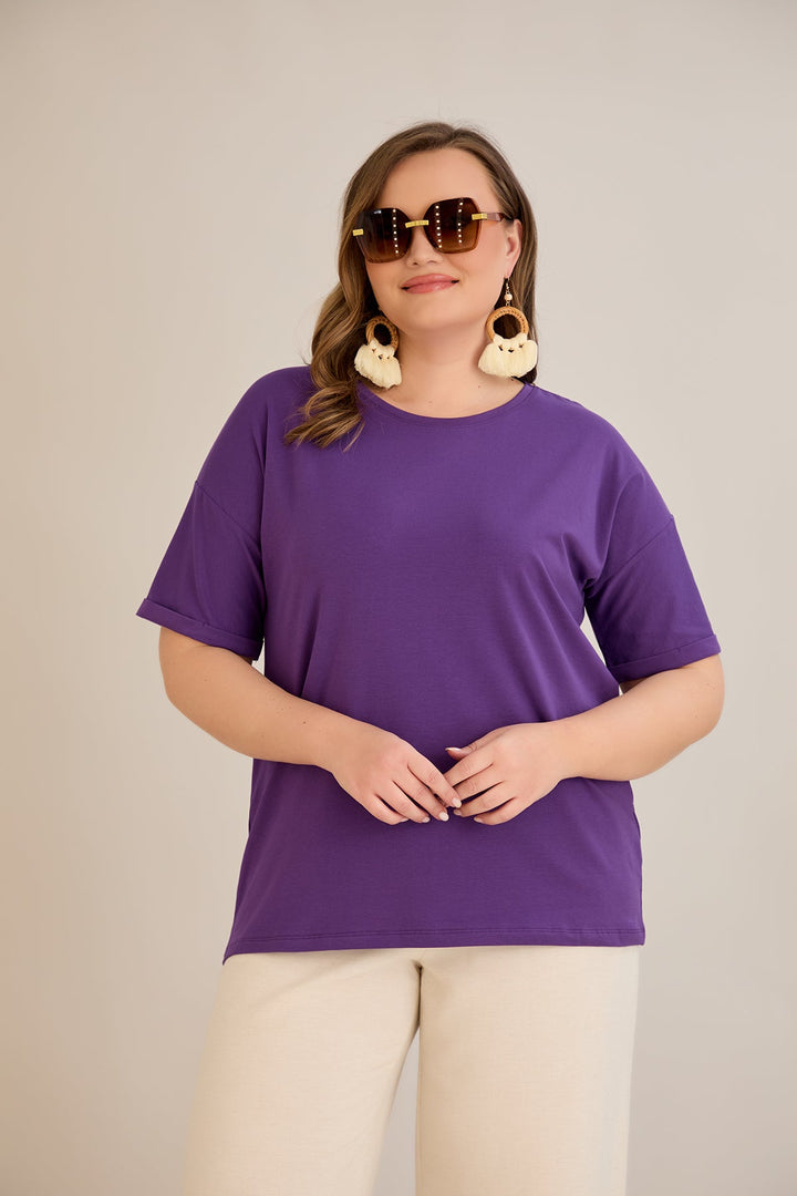 Pametna klasična pamučna majica - Ljubičasta