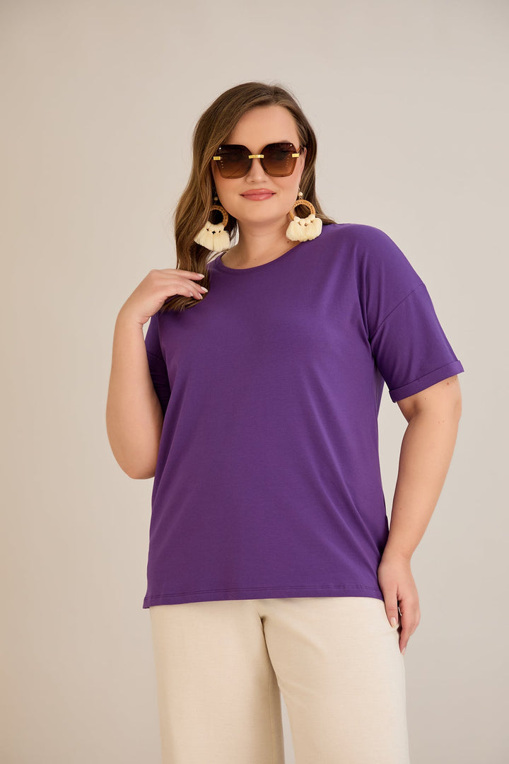 Pametna klasična pamučna majica - Ljubičasta