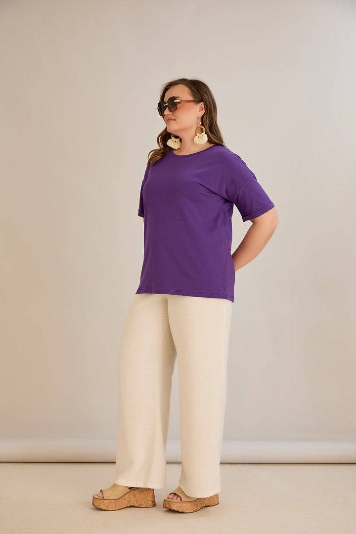 Pametna klasična pamučna majica - Ljubičasta