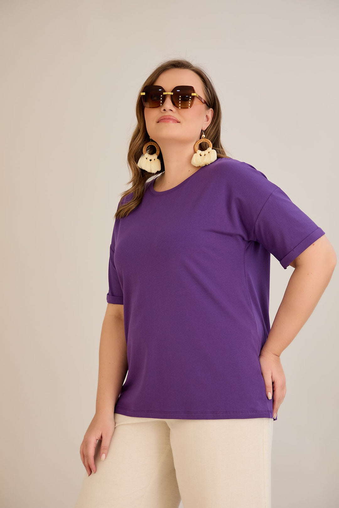 Pametna klasična pamučna majica - Ljubičasta