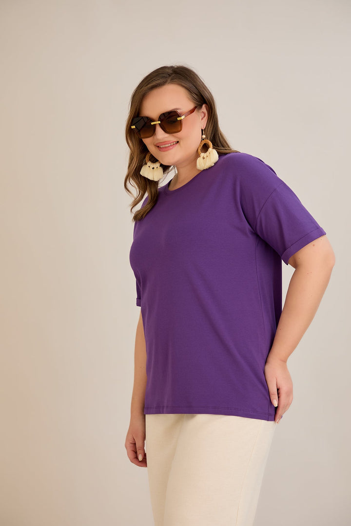 Pametna klasična pamučna majica - Ljubičasta