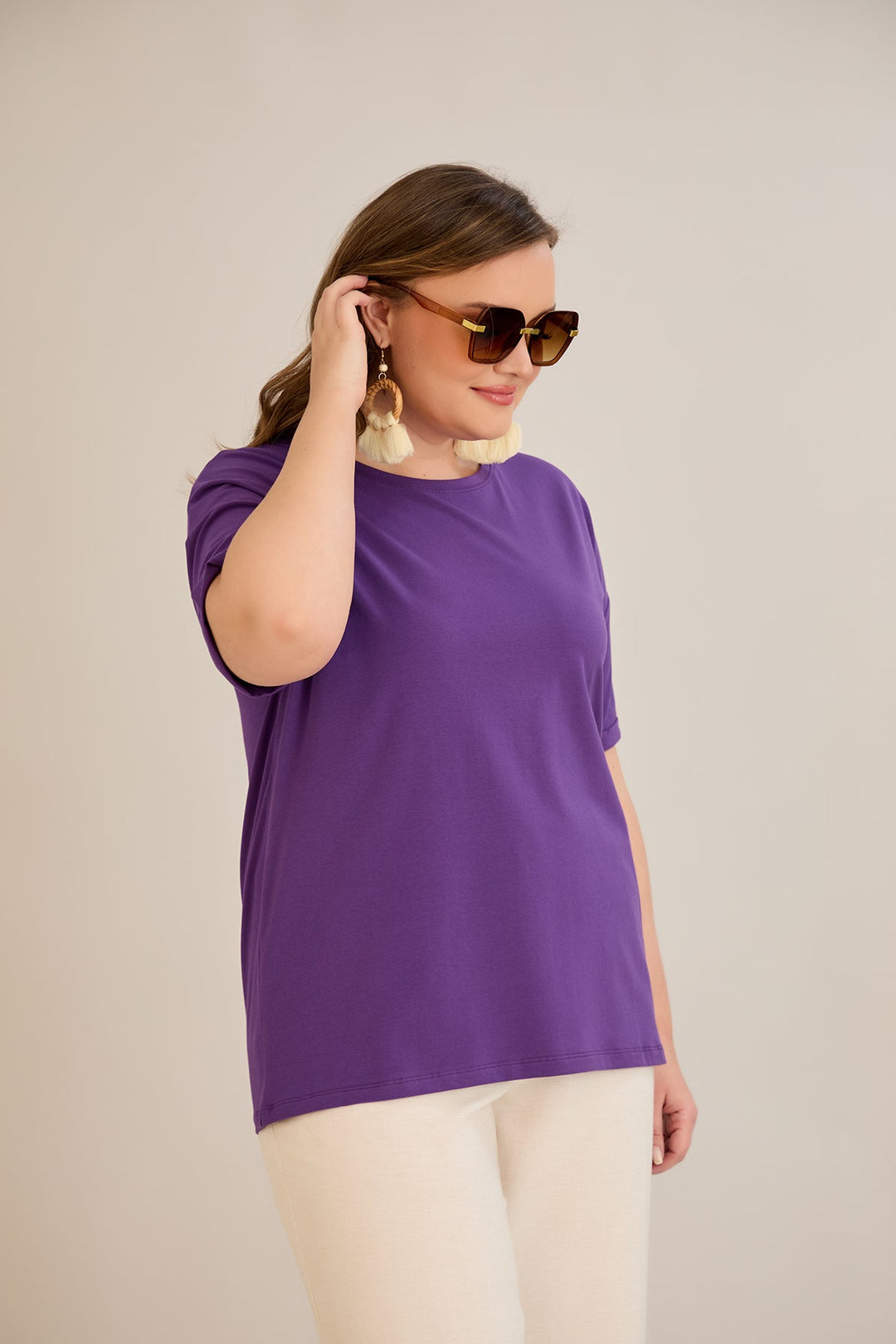 Pametna klasična pamučna majica - Ljubičasta