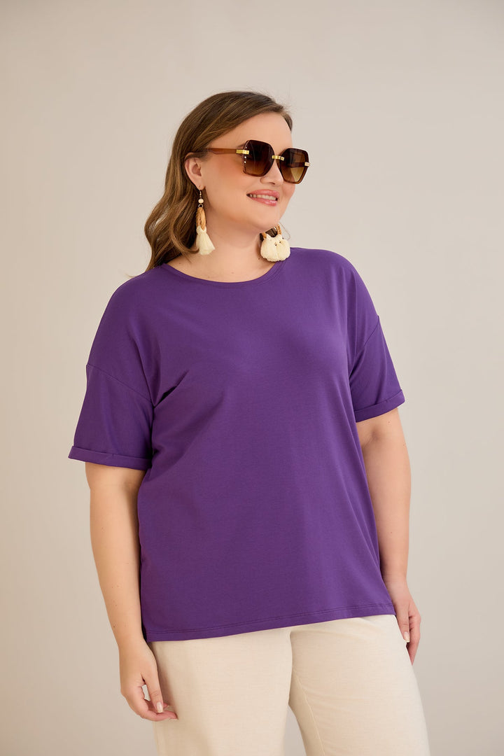 Pametna klasična pamučna majica - Ljubičasta