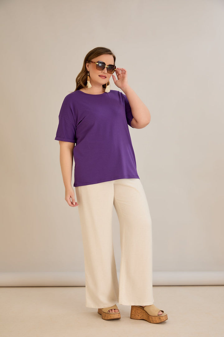 Pametna klasična pamučna majica - Ljubičasta