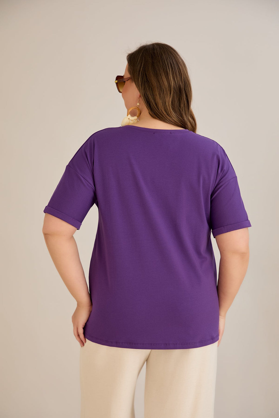 Pametna klasična pamučna majica - Ljubičasta