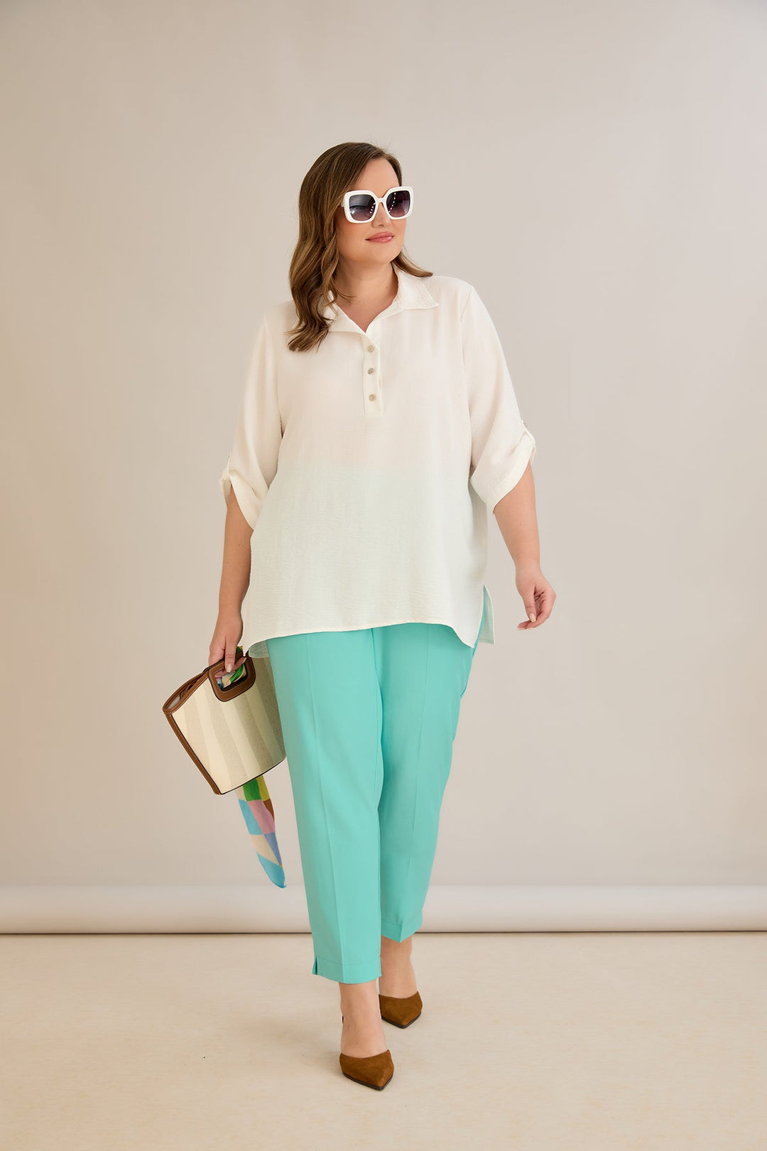 Ljetne elastične hlače - Aqua