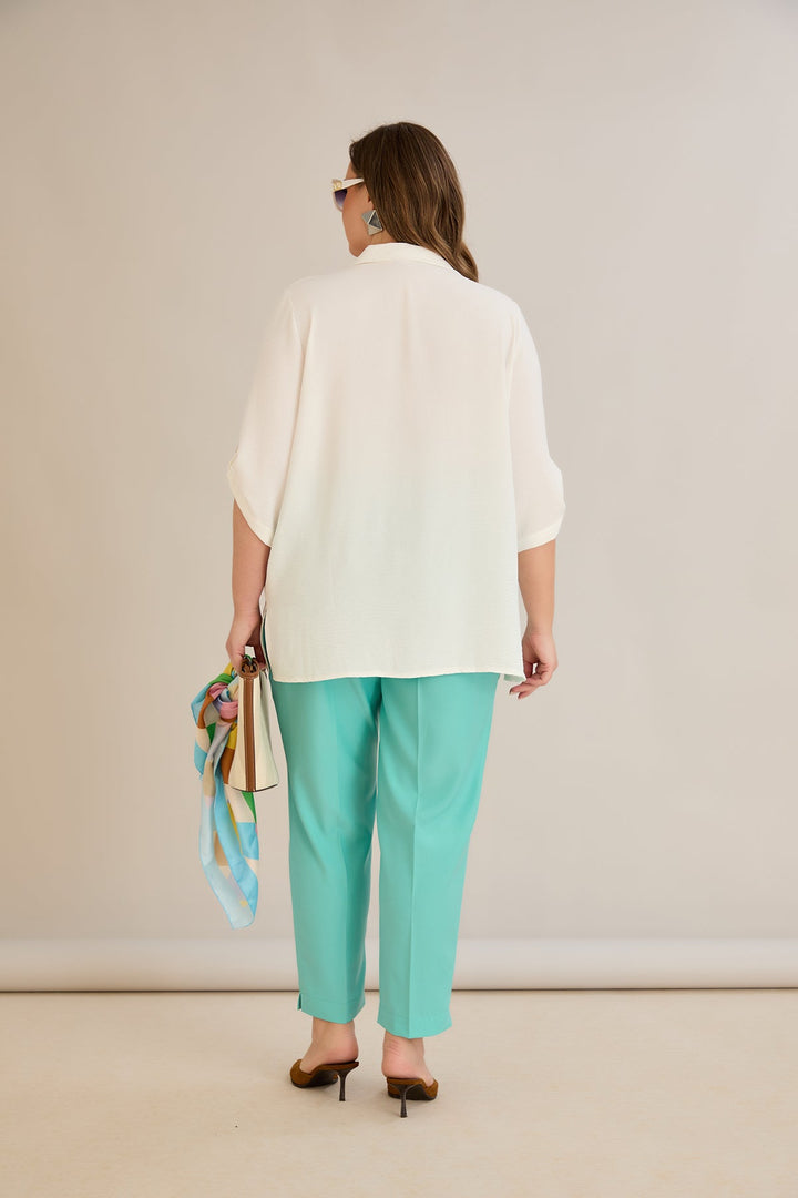 Košulja s 3/4 rukavima i dugmadi - Bijela