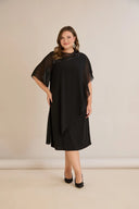 Praznična haljina od šifona i šljokica u crnoj boji