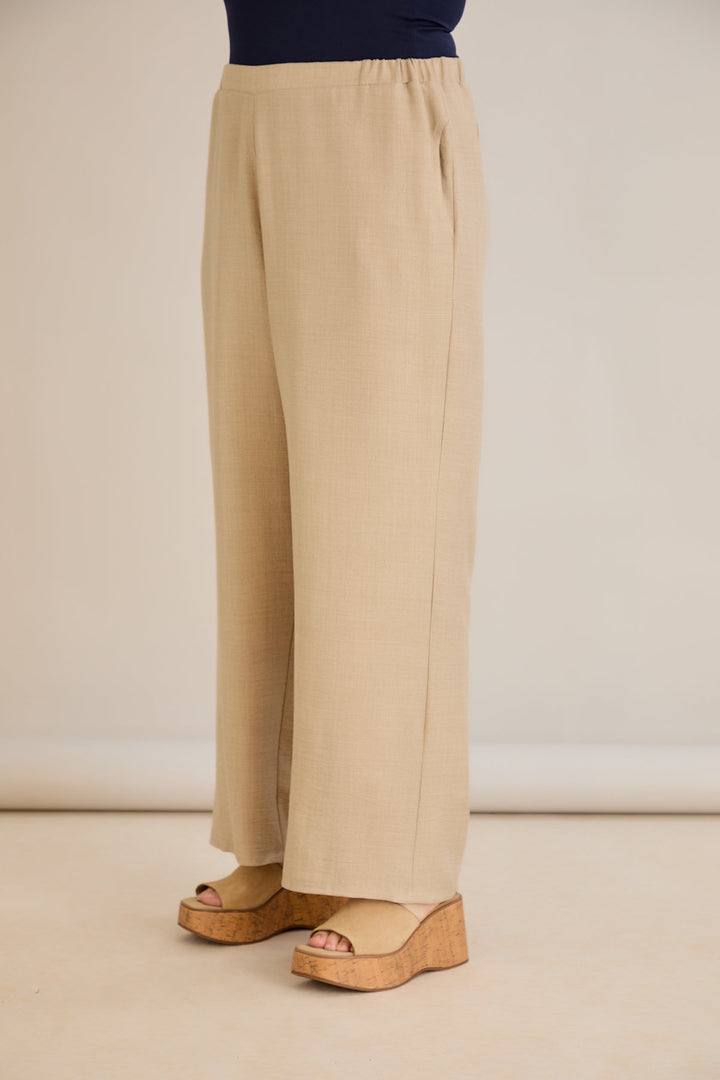 Široke ljetne hlače - Bež boja