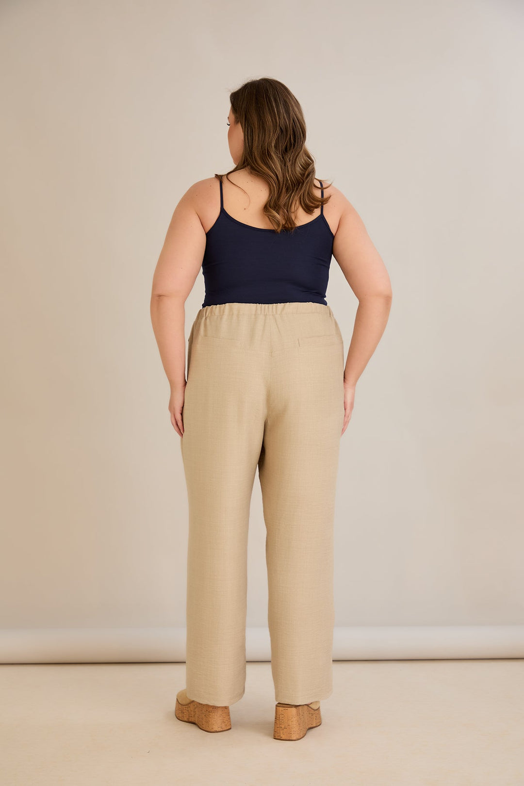 Široke ljetne hlače - Bež boja