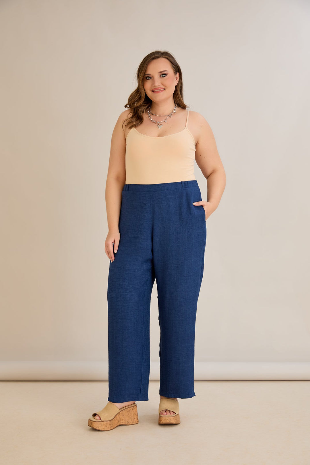 Široke ljetne hlače - Plava boja