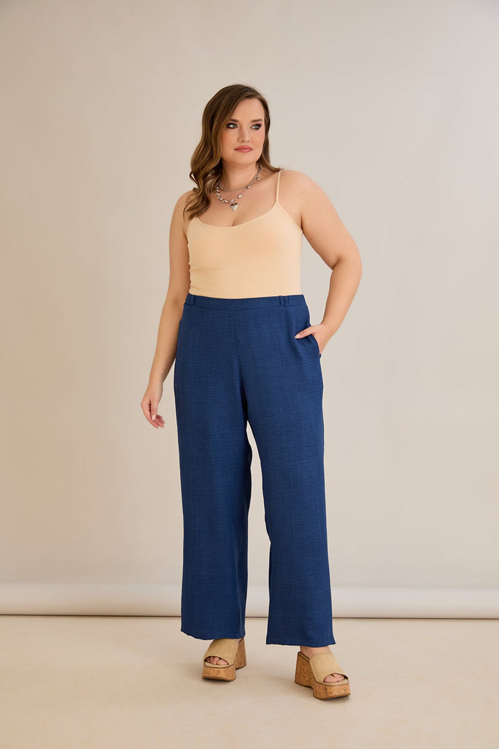 Široke ljetne hlače - Plava boja