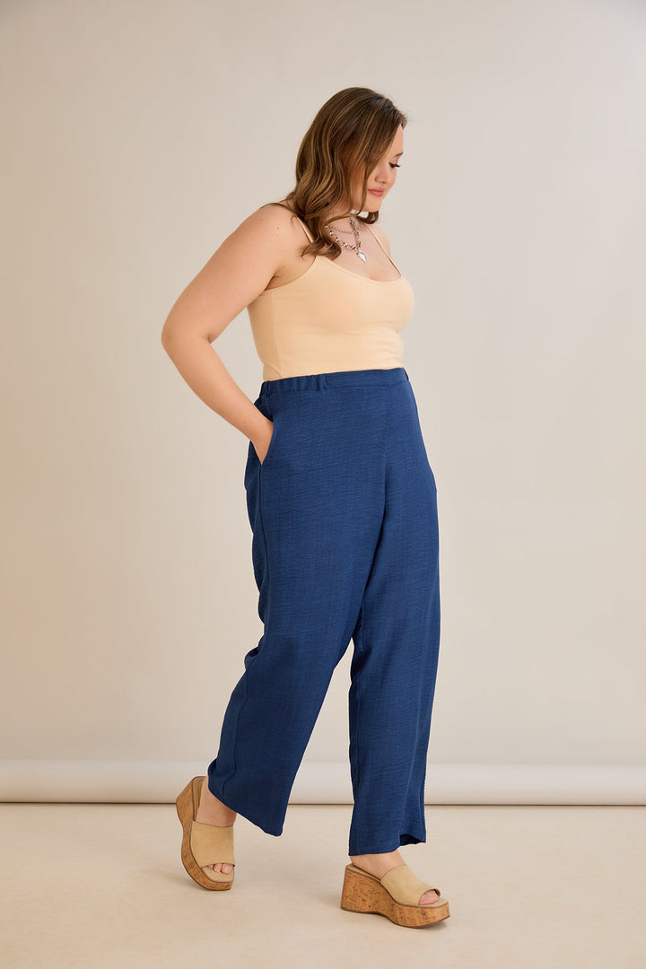 Široke ljetne hlače - Plava boja