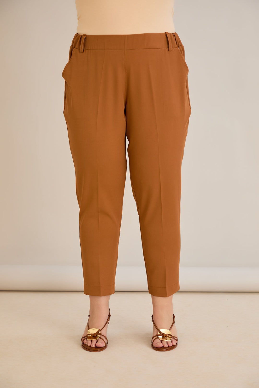 Ljetne elastične hlače - karamel