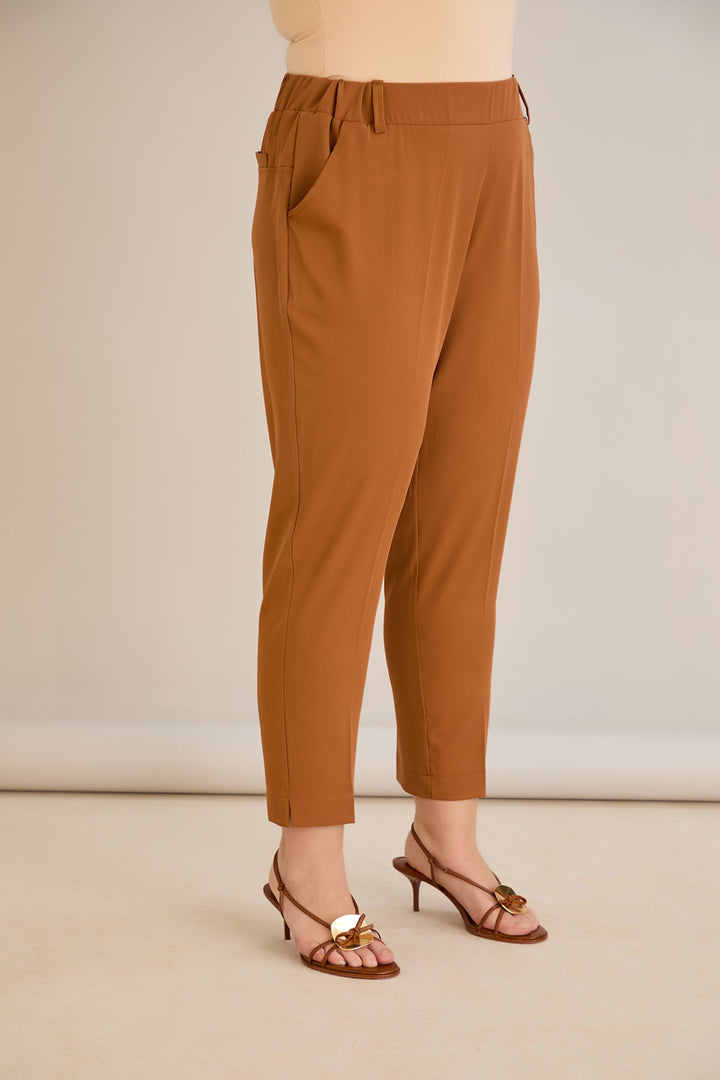 Ljetne elastične hlače - karamel