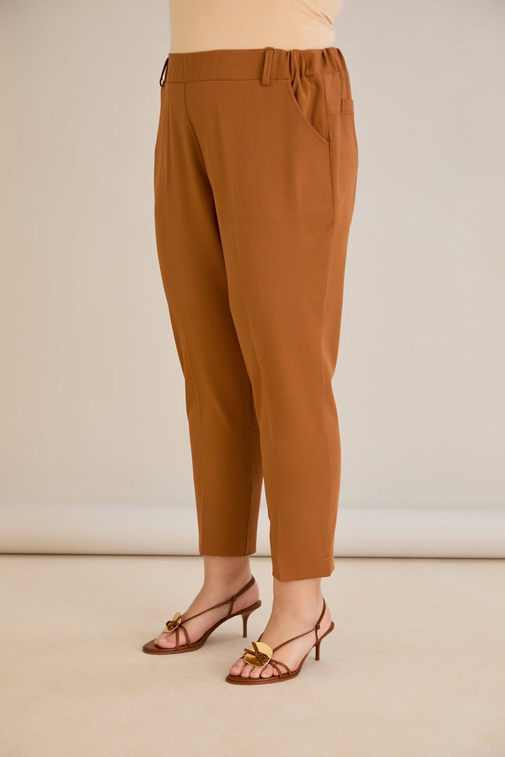 Ljetne elastične hlače - karamel