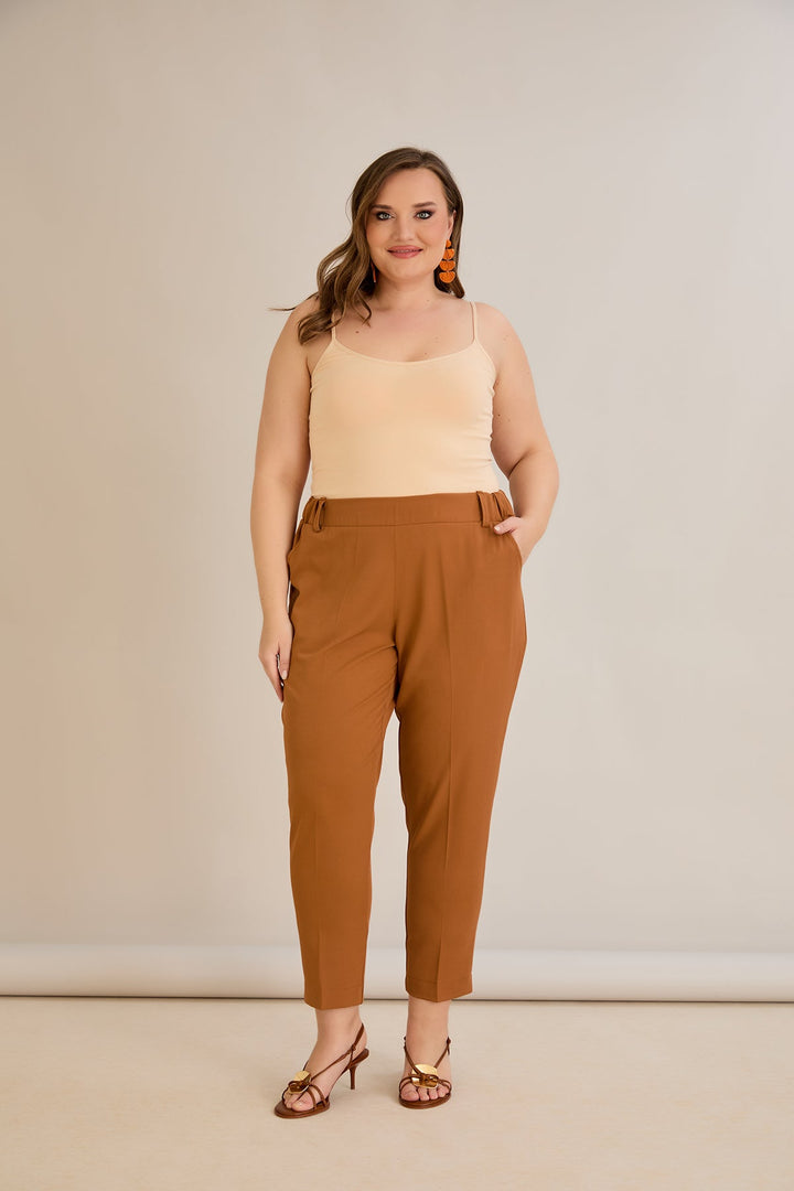 Ljetne elastične hlače - karamel