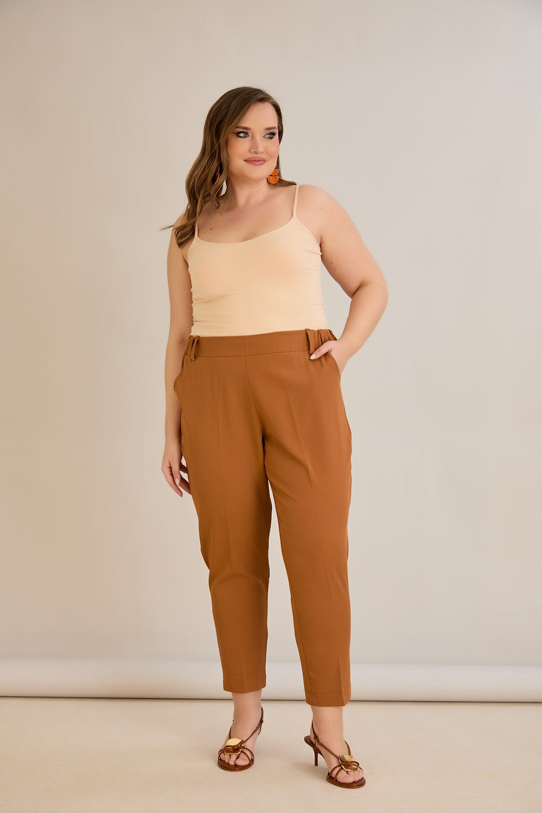 Ljetne elastične hlače - karamel