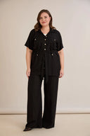 Elegantni set od dva dijela od lana i viskoze – crna