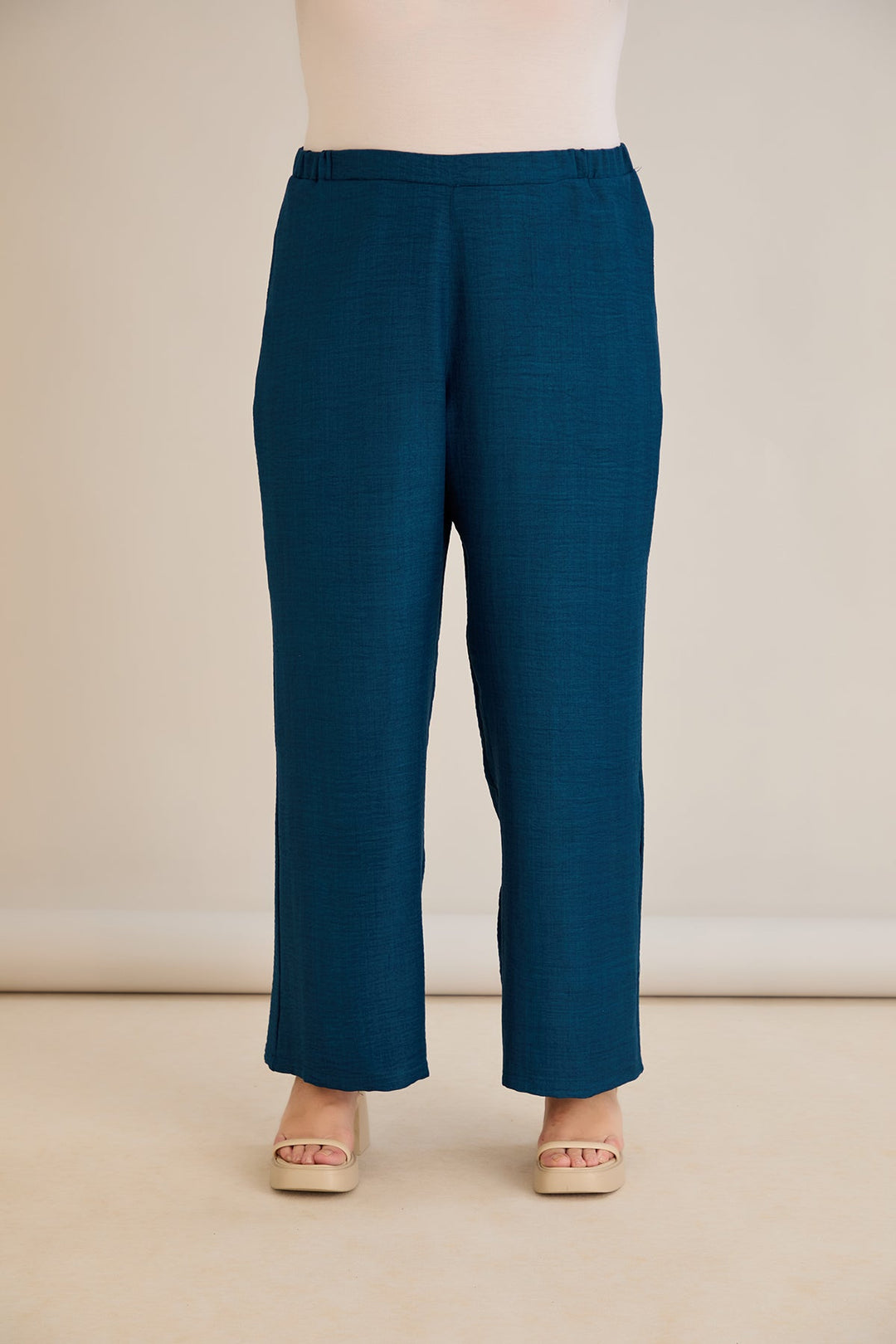 Široke ljetne hlače - petrol plava