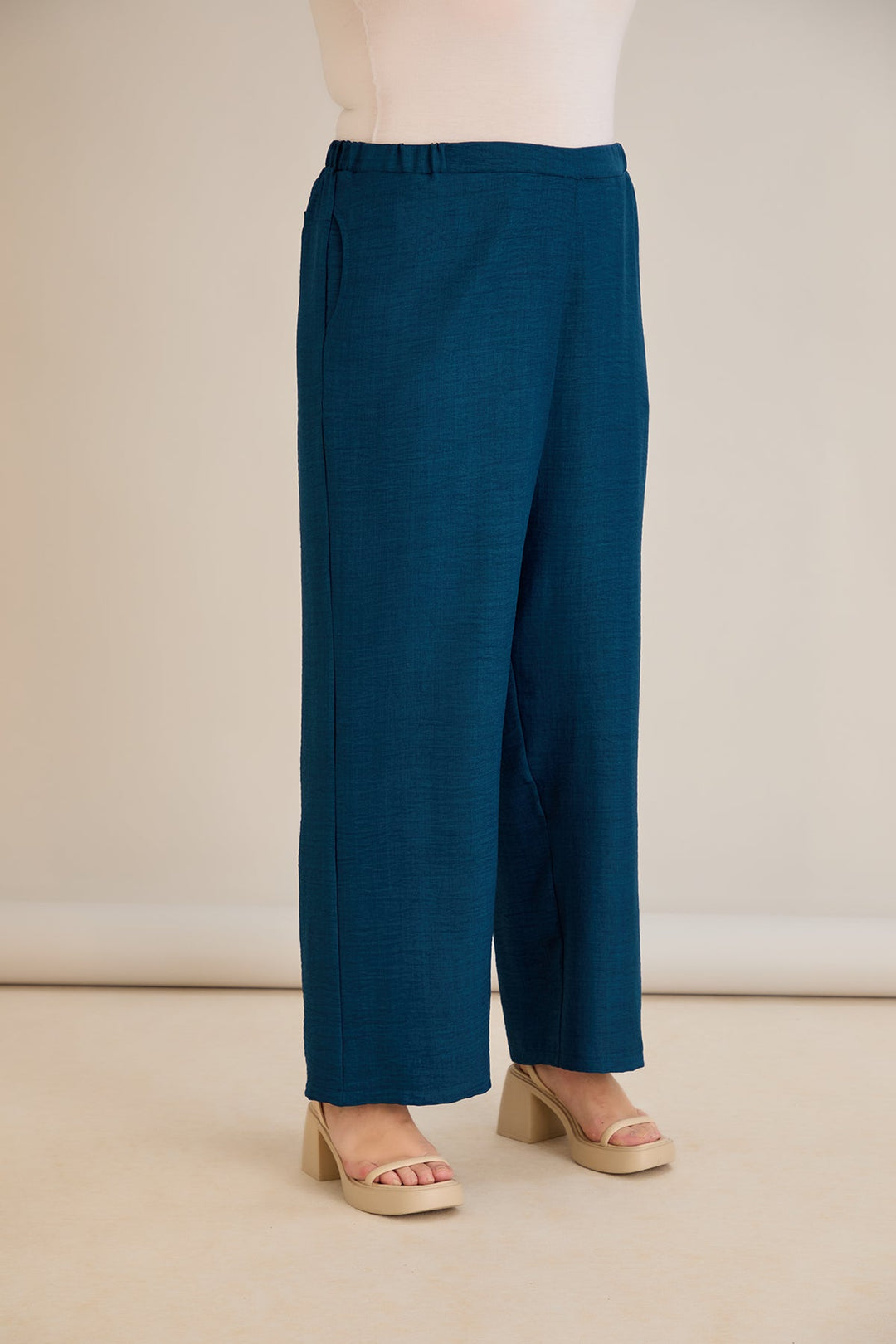 Široke ljetne hlače - petrol plava