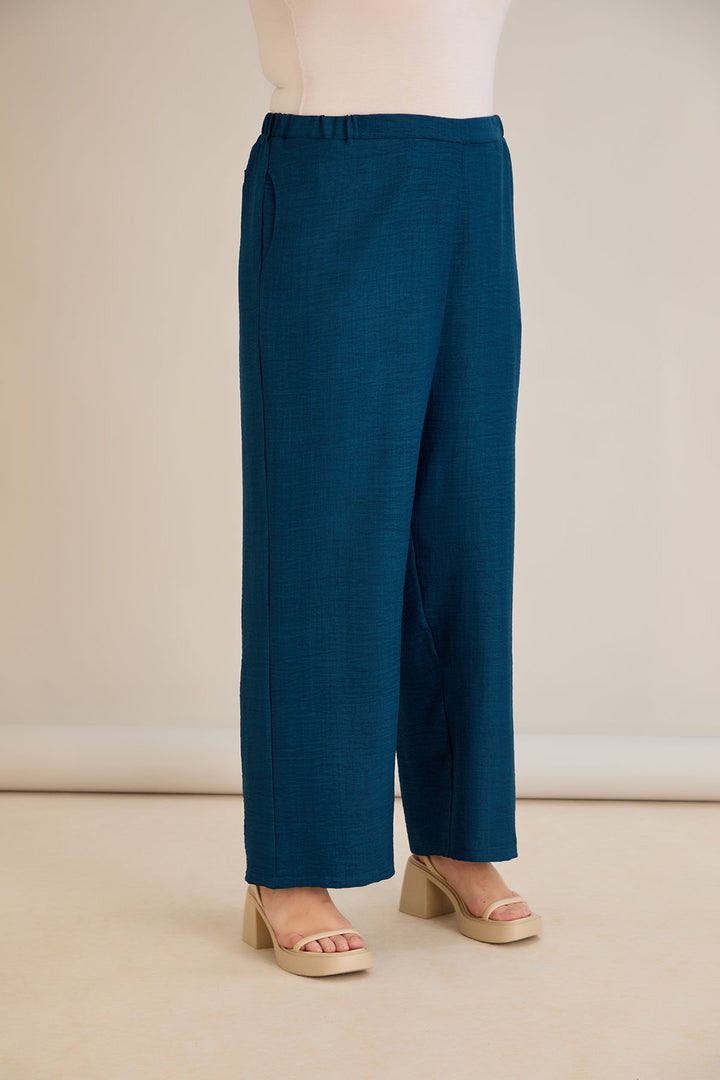Široke ljetne hlače - petrol plava