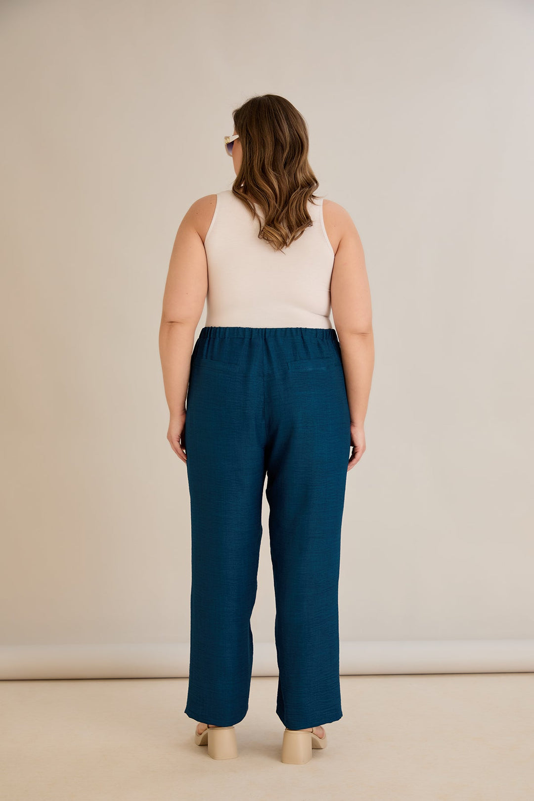 Široke ljetne hlače - petrol plava