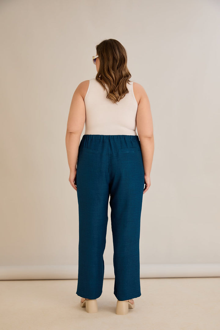 Široke ljetne hlače - petrol plava