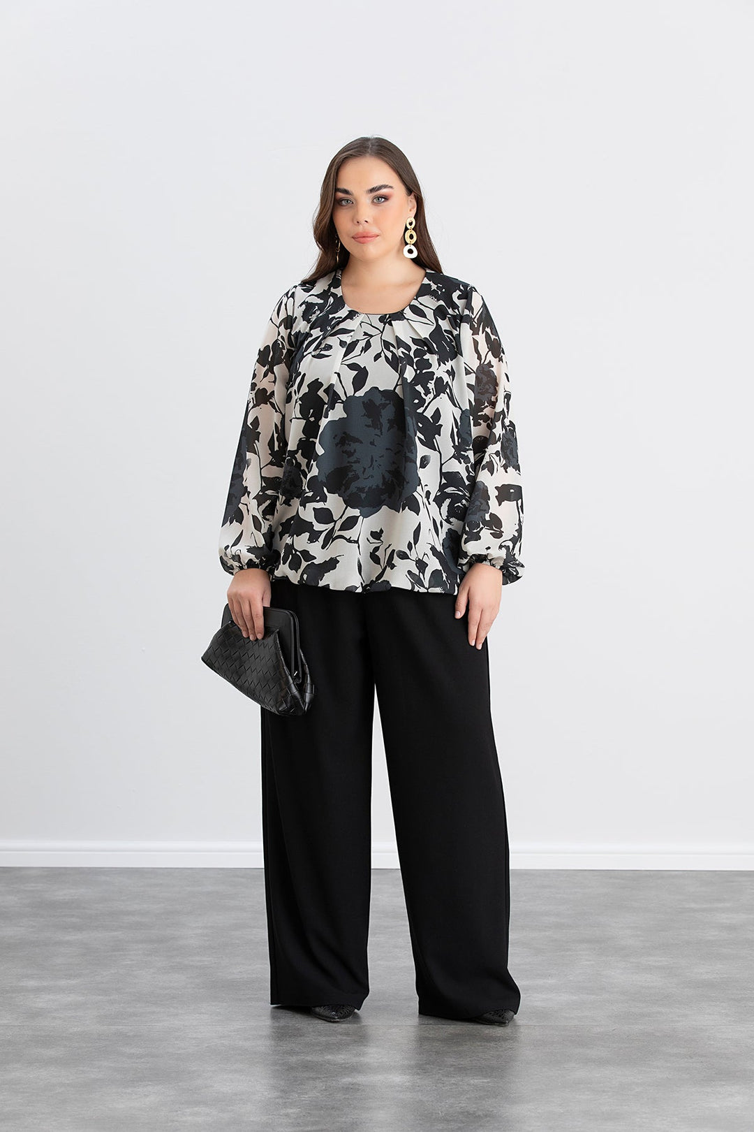 Majica slobodnog kroja - crna/bijela