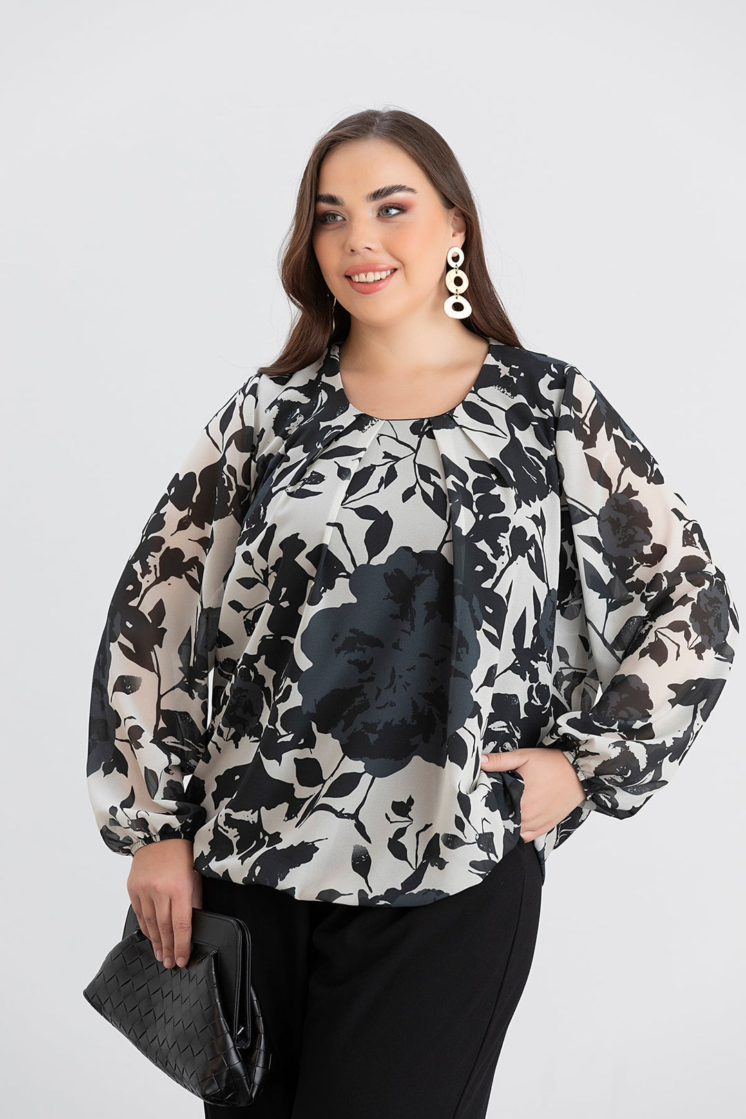 Majica slobodnog kroja - crna/bijela