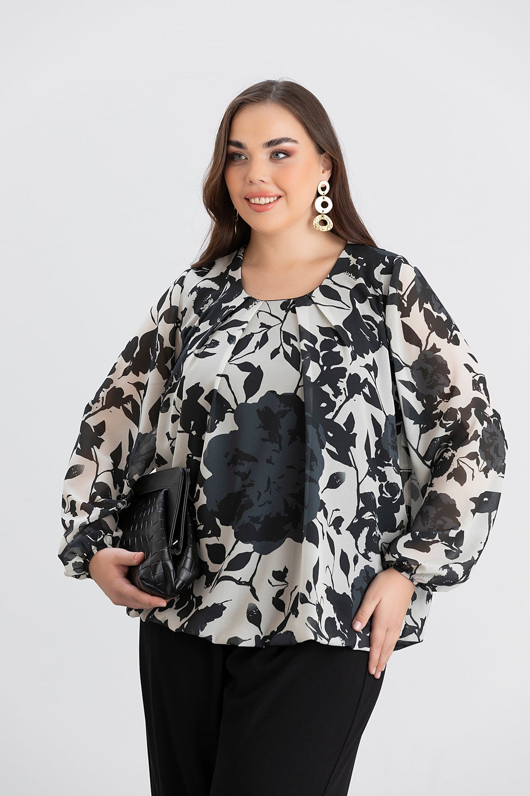 Majica slobodnog kroja - crna/bijela