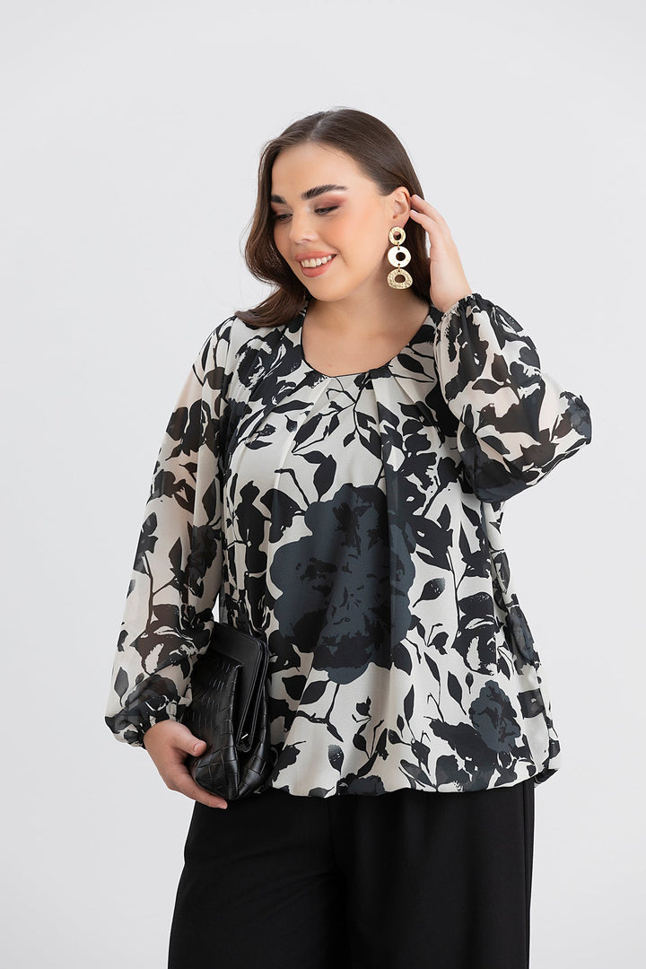 Majica slobodnog kroja - crna/bijela