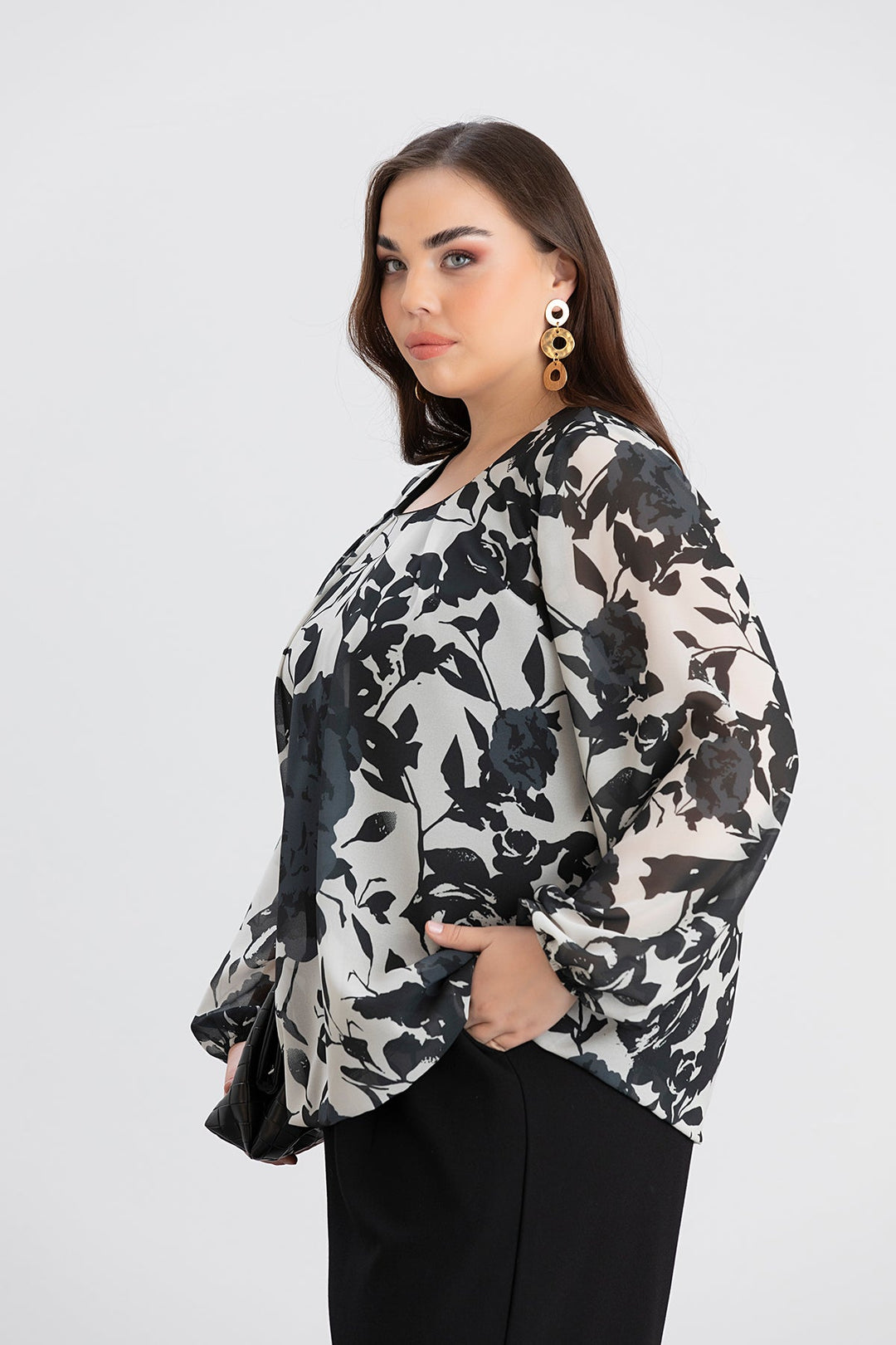 Majica slobodnog kroja - crna/bijela