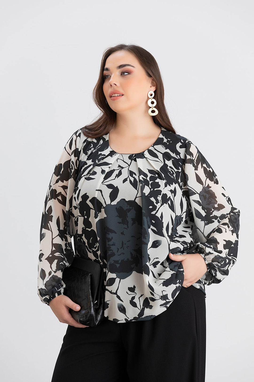 Majica slobodnog kroja - crna/bijela