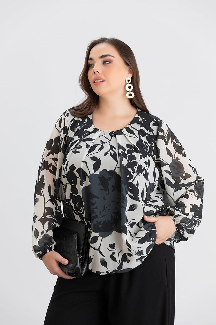 Majica slobodnog kroja - crna/bijela