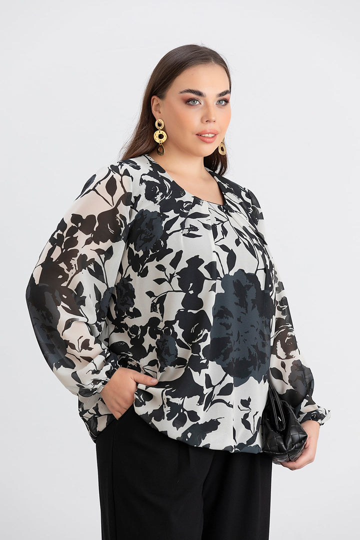 Majica slobodnog kroja - crna/bijela