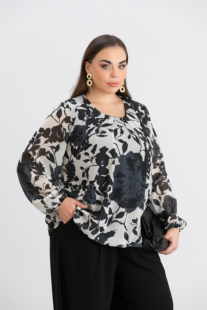 Majica slobodnog kroja - crna/bijela