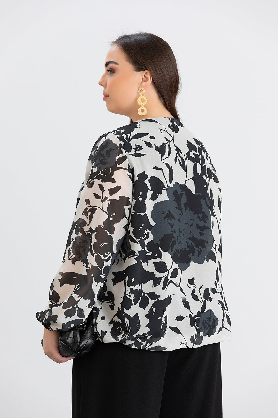 Majica slobodnog kroja - crna/bijela