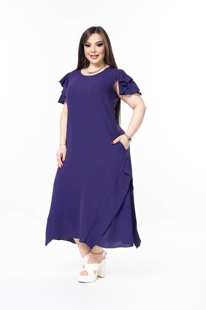 Haljina s volanima od lagane tkanine - Ljubičasta