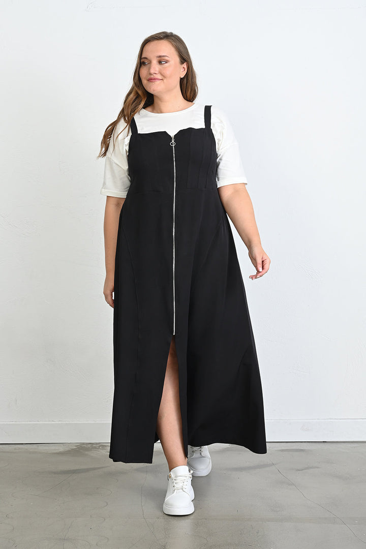 Maxi haljina s patentnim zatvaračem - Crna