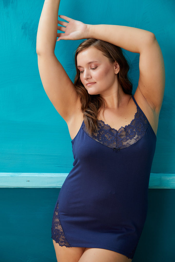 Дамски макси корсаж дантелен лукс - син