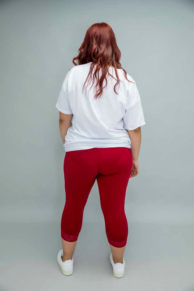 7/8 памучен клин с дантела - малина - My Store