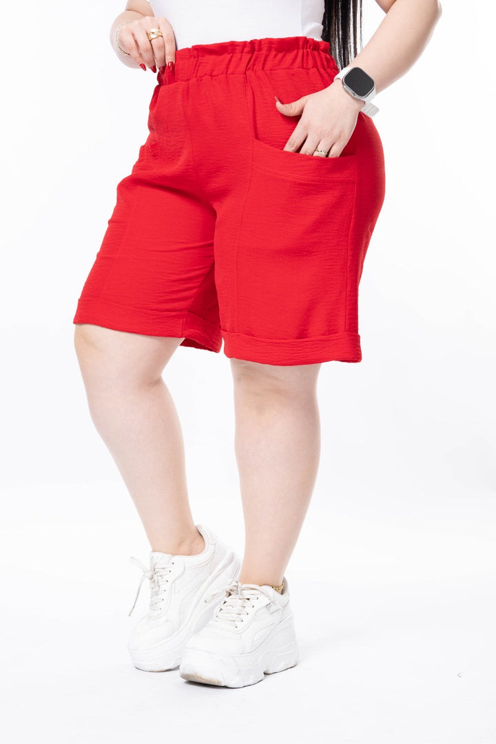 Kratke hlače s manšetama - Crvena