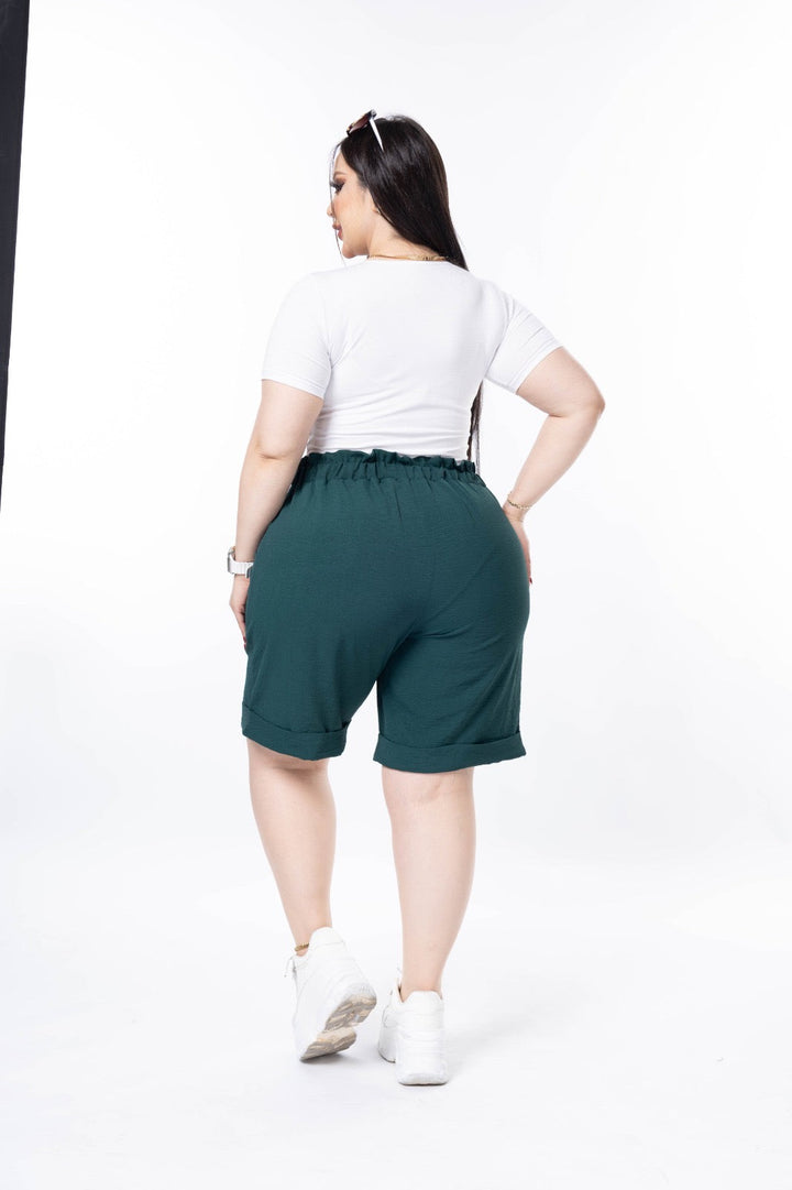 Kratke hlače s manšetom - Zelena