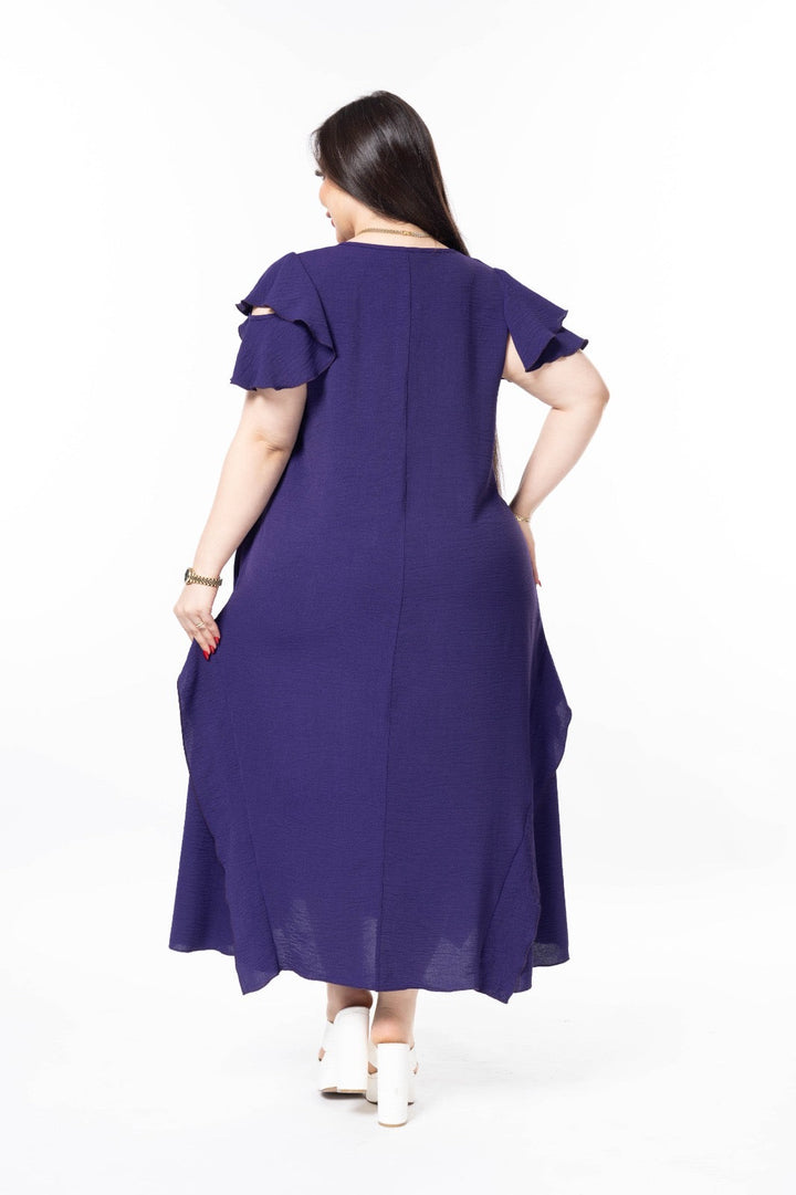 Haljina s volanima od lagane tkanine - Ljubičasta