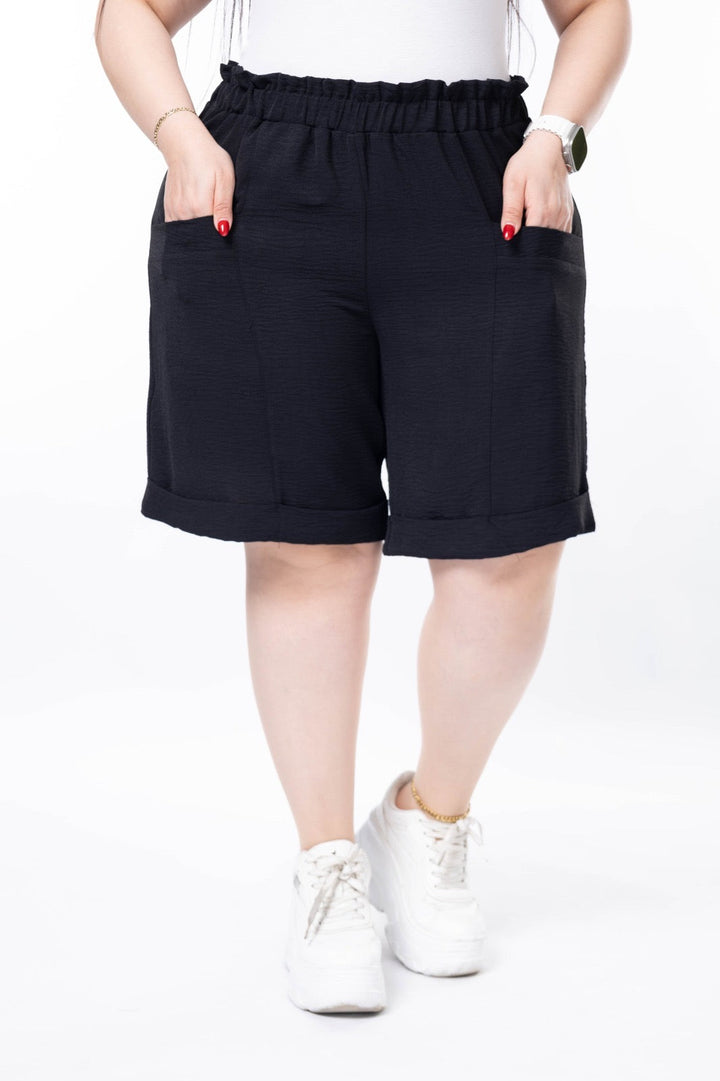 Kratke hlače s manžetom - Crna