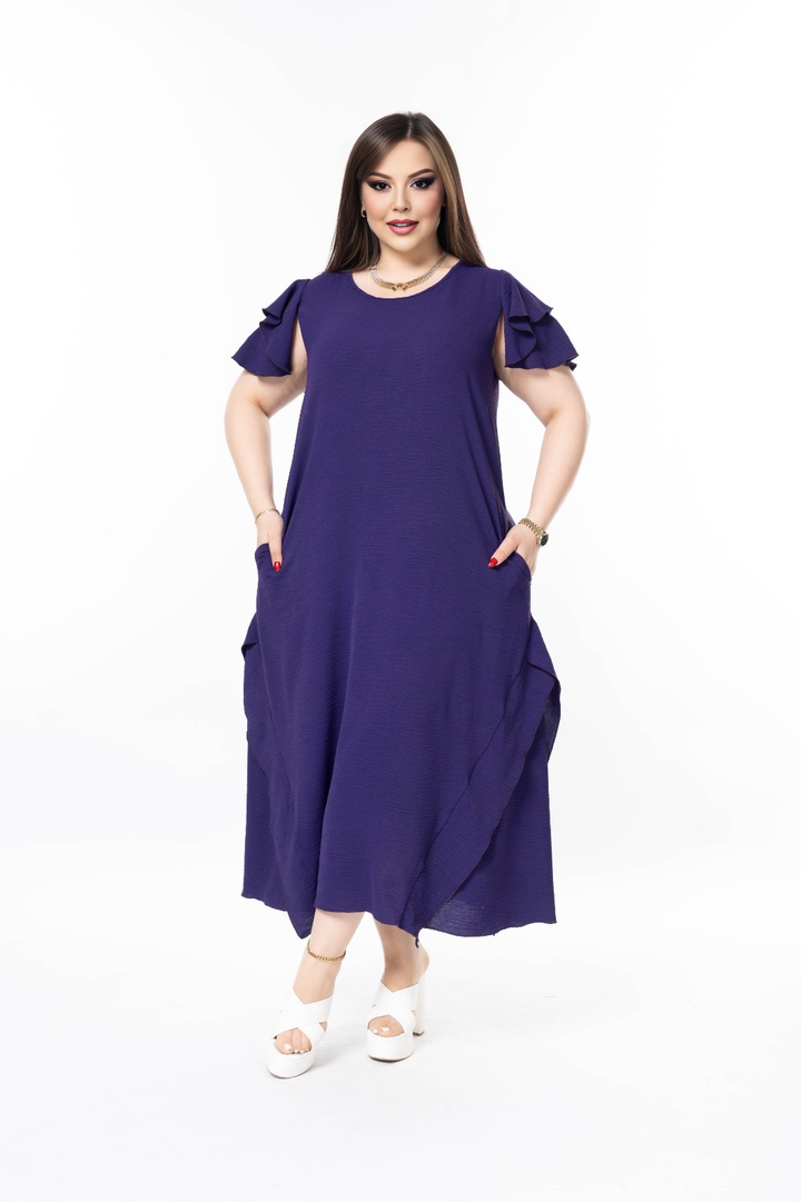 Haljina s volanima od lagane tkanine - Ljubičasta